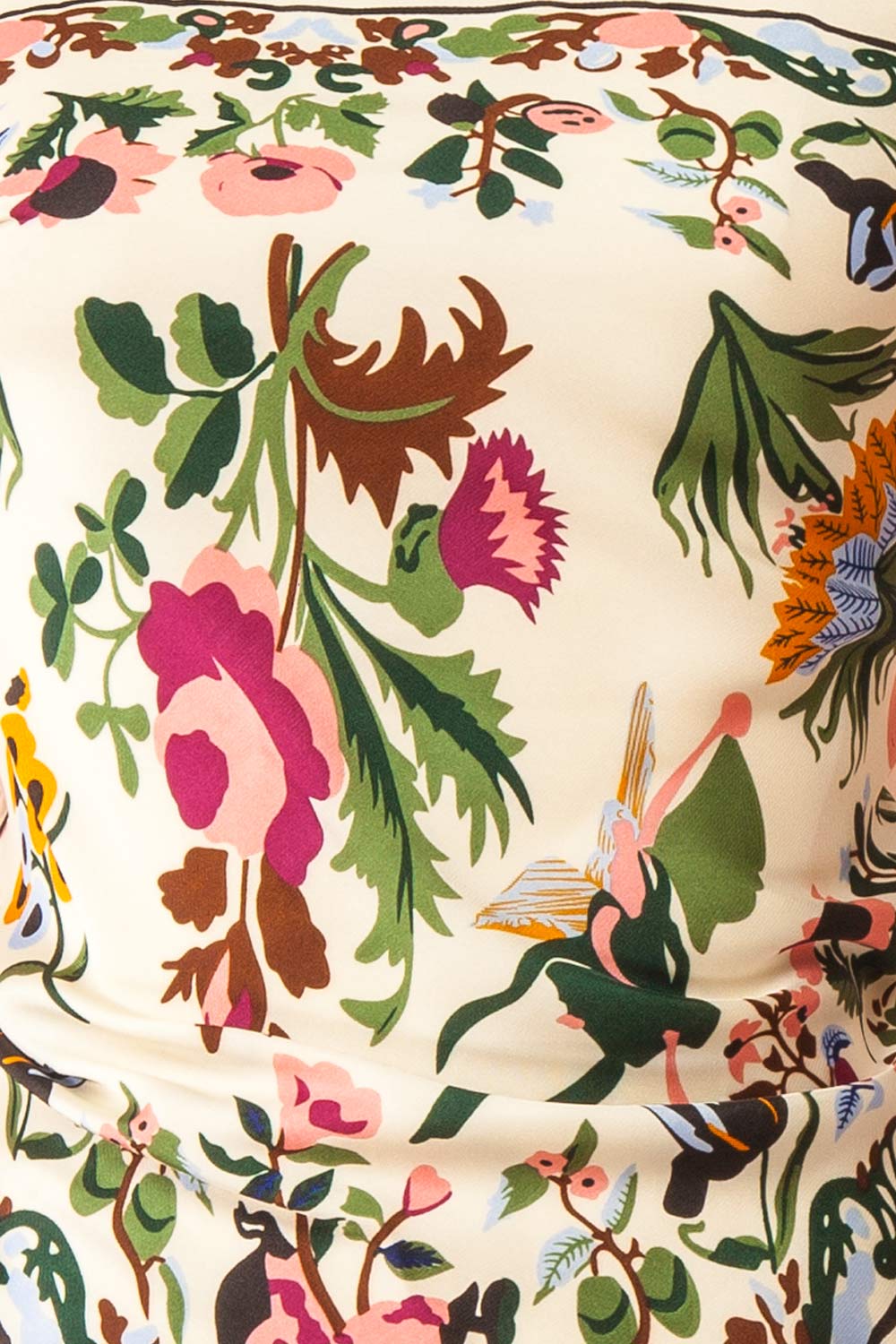 Varenia Satin Floral Botanical Triangle Scarf | Boutique 1861 fabric