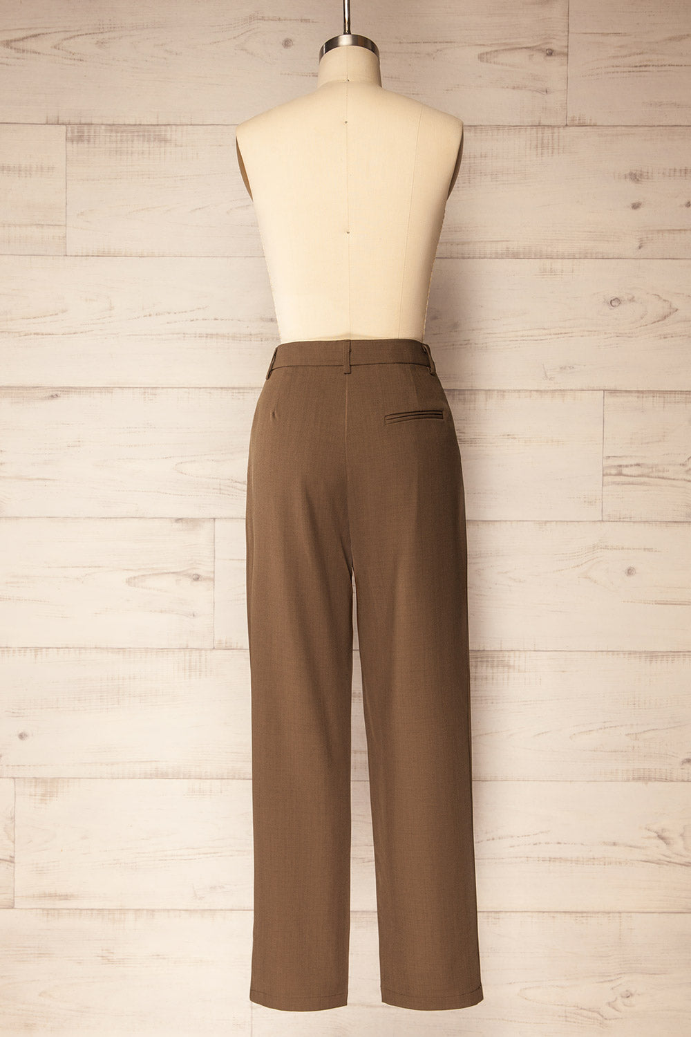 Varsovie Brown High-Waisted Straight Leg Pants | La petite garçonne back view