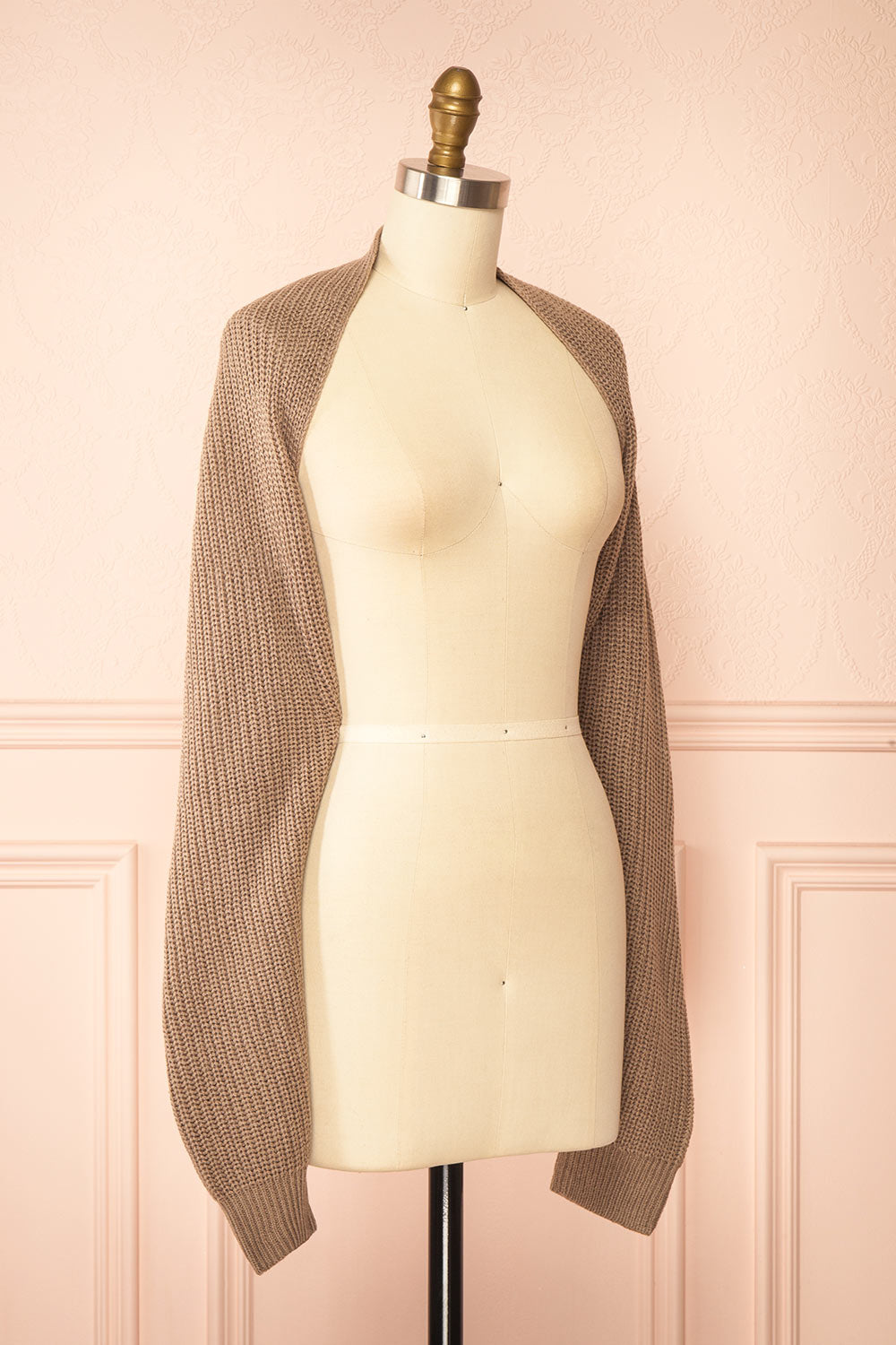 Vedia Taupe Knitted Bolero | Boutique 1861 side view
