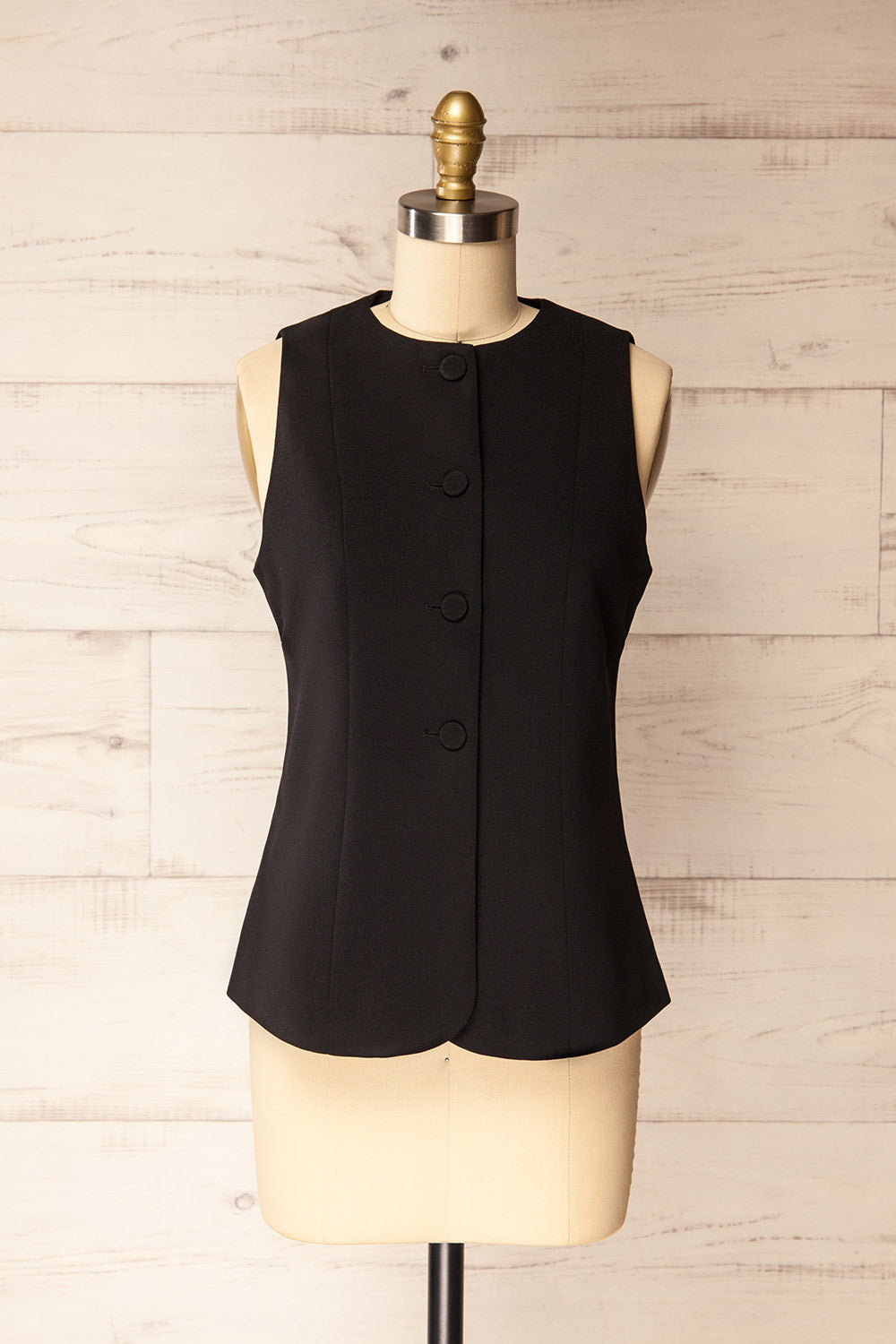 Vellore Black Tailored Buttoned Vest | La petite garçonne front view