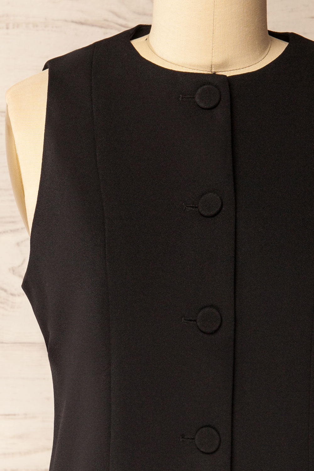 Vellore Black Tailored Buttoned Vest | La petite garçonne front