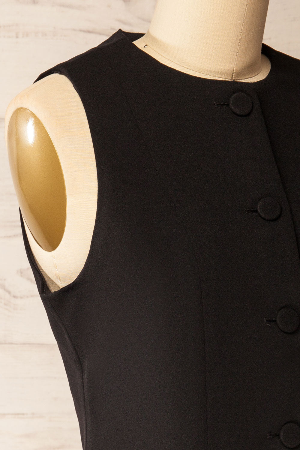 Vellore Black Tailored Buttoned Vest | La petite garçonne side