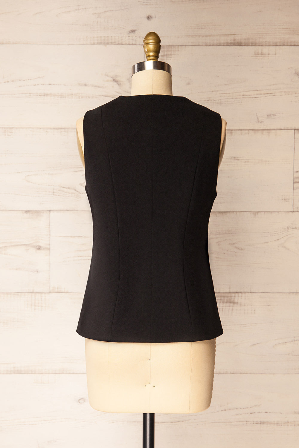 Vellore Black Tailored Buttoned Vest | La petite garçonne back view