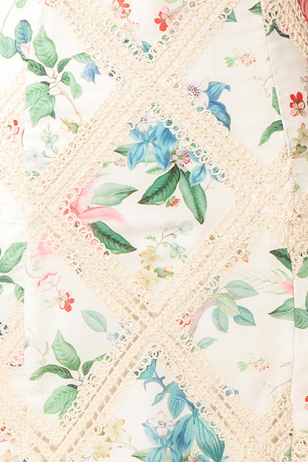 Veraya Short White Floral Dress w/ Lace Detailing | Boutique 1861 fabric