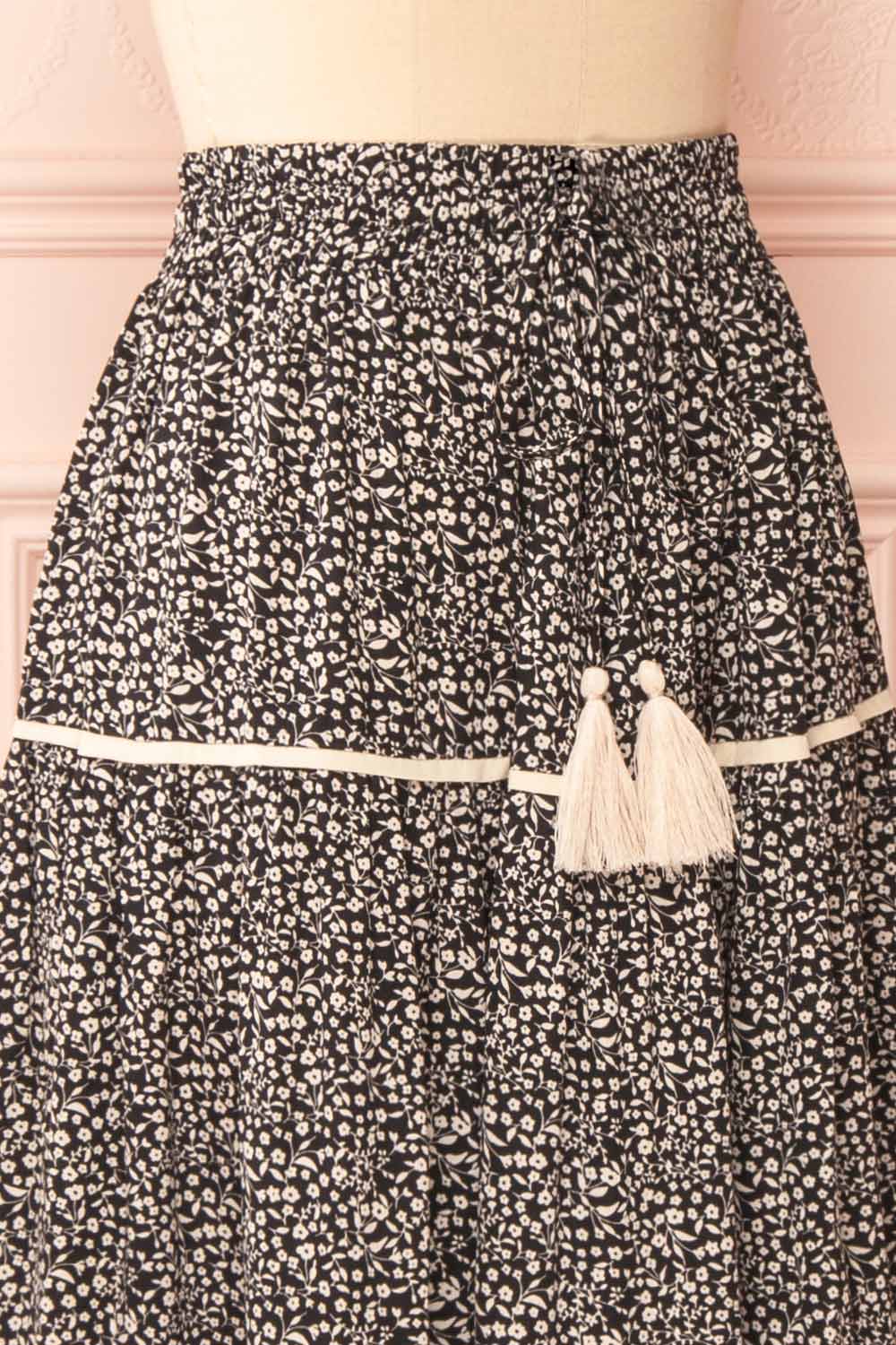 Veriana Floral Tiered Midi Skirt | Boutique 1861 side close-up