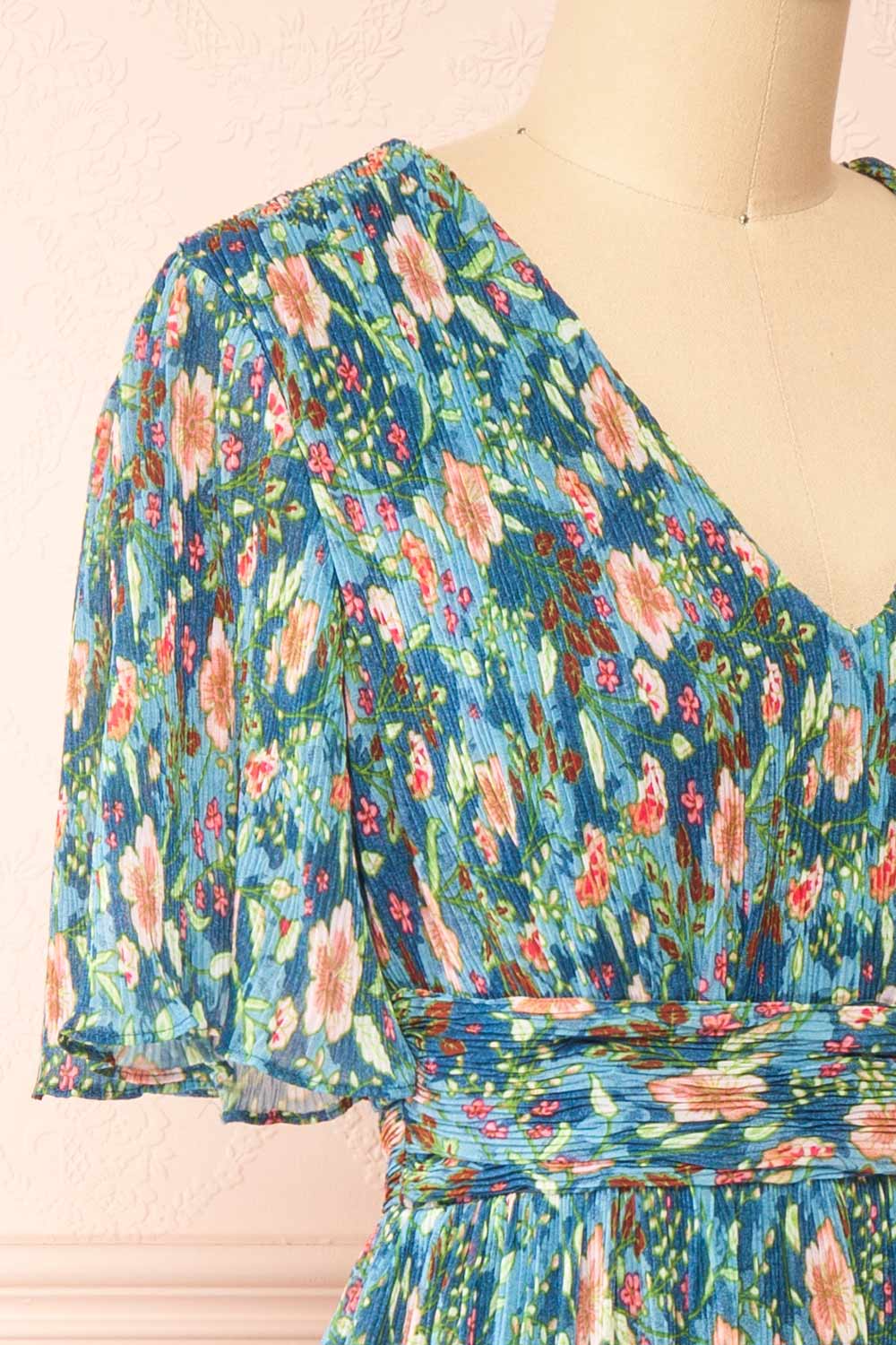 Veridian Pleated Floral Midi Dress | Boutique 1861 side