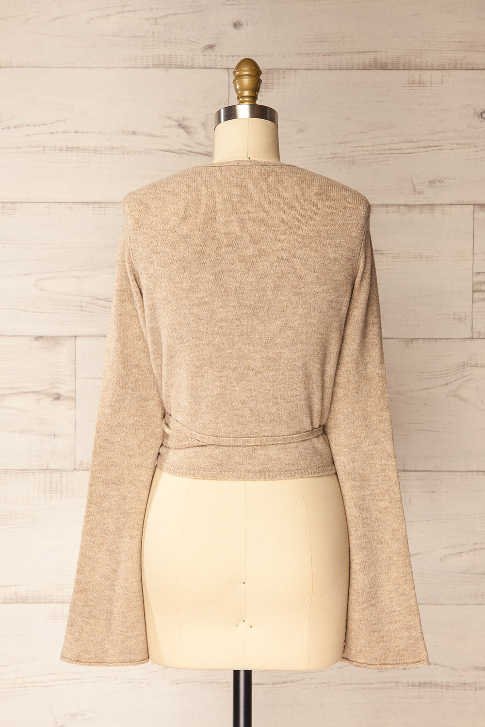 Verone Beige Criss Cross Knit Top | La petite garçonne back view
