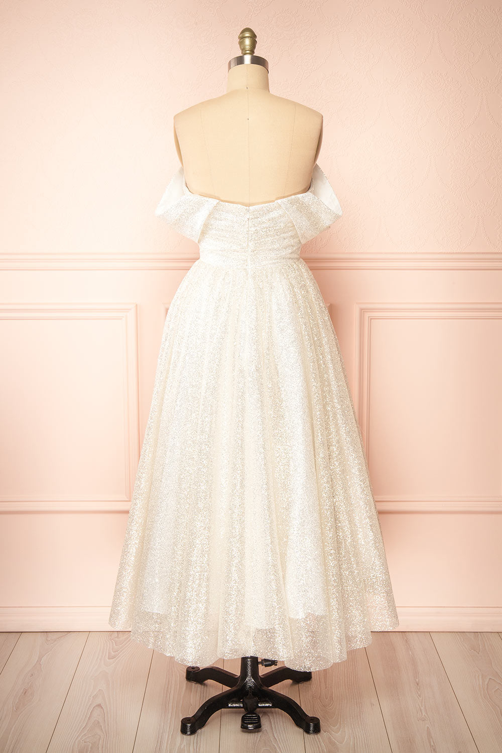 Vestra Ivory Glittery Midi A-Line Dress | Boutique 1861 back view