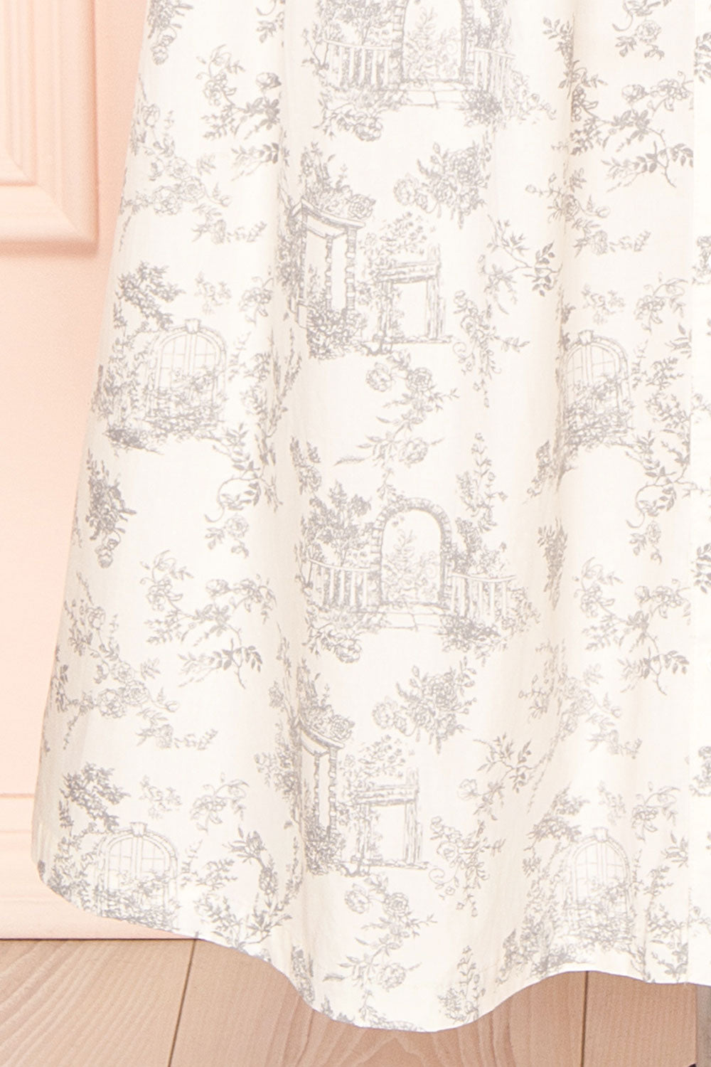 Victoire Midi Shirt Dress w/ Antique Floral Pattern | Boutique 1861 bottom