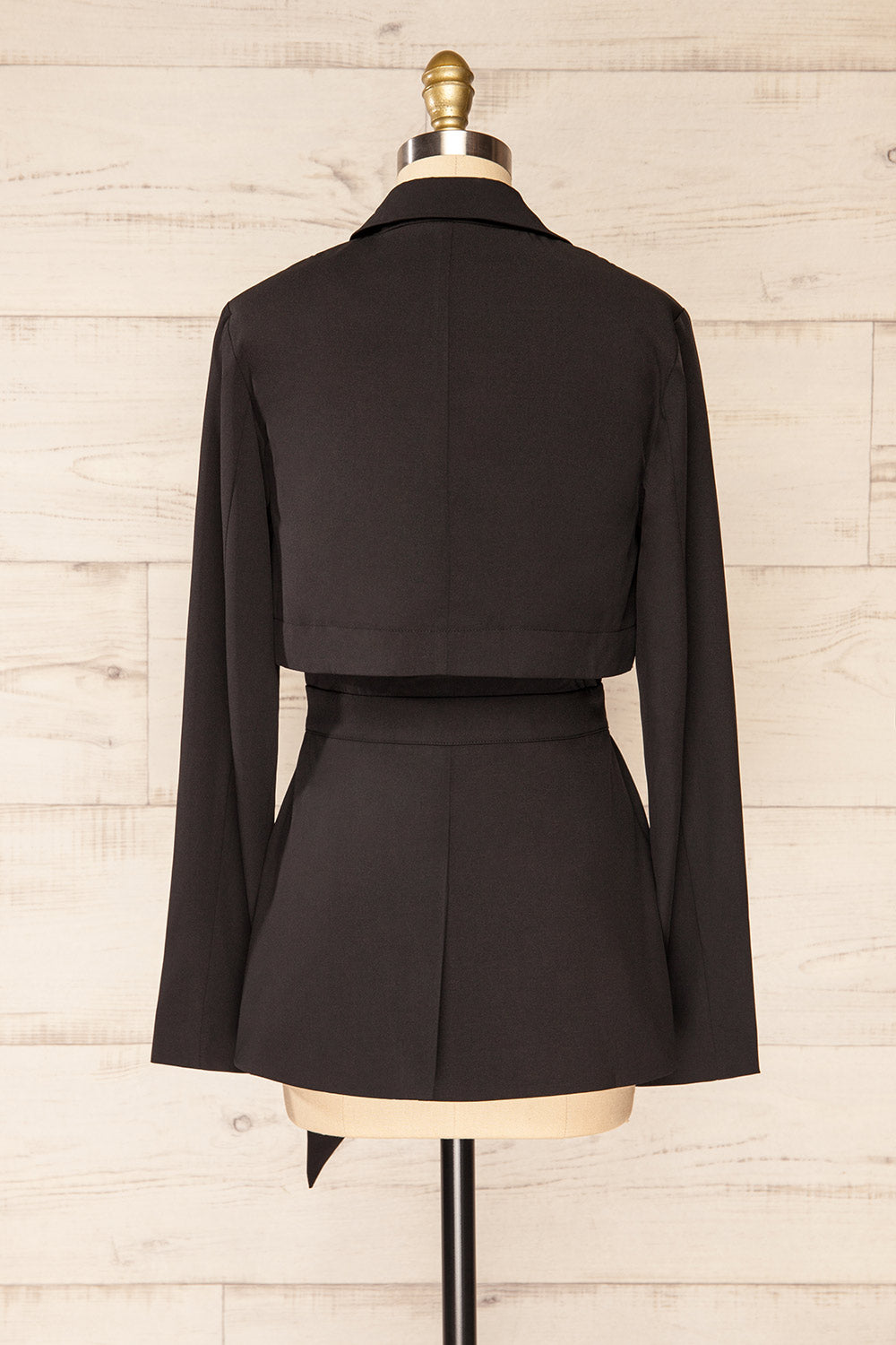 Vientiane Black Belted Blazer | La petite garçonne back view