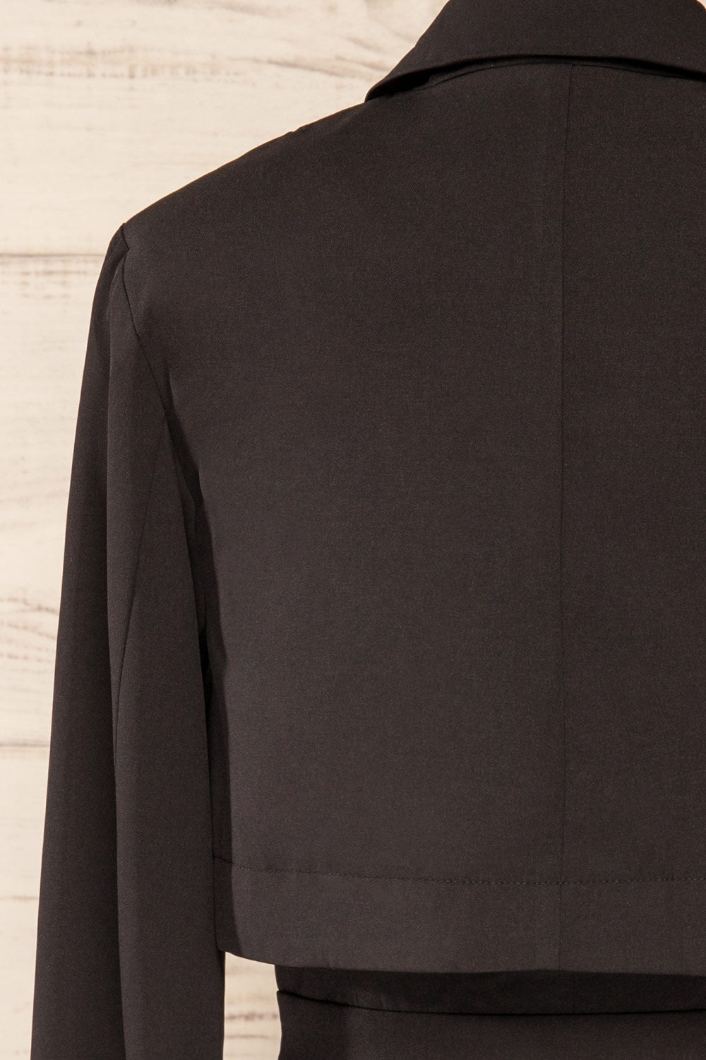 Vientiane Black Belted Blazer | La petite garçonne back close-up