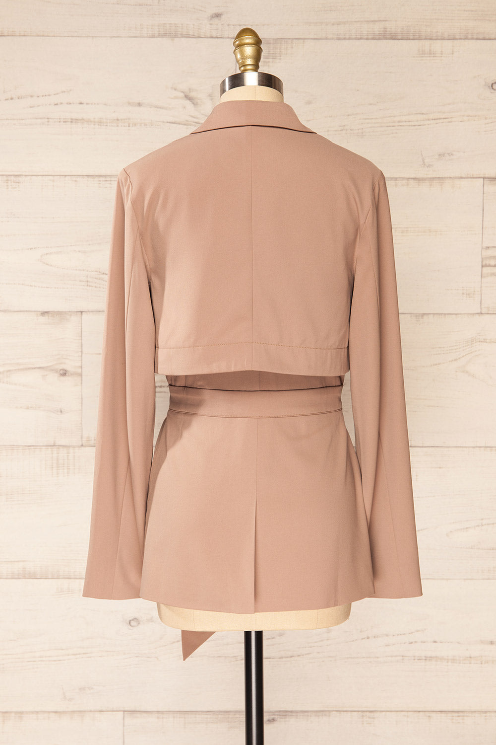 Vientiane Taupe Belted Blazer | La petite garçonne back view
