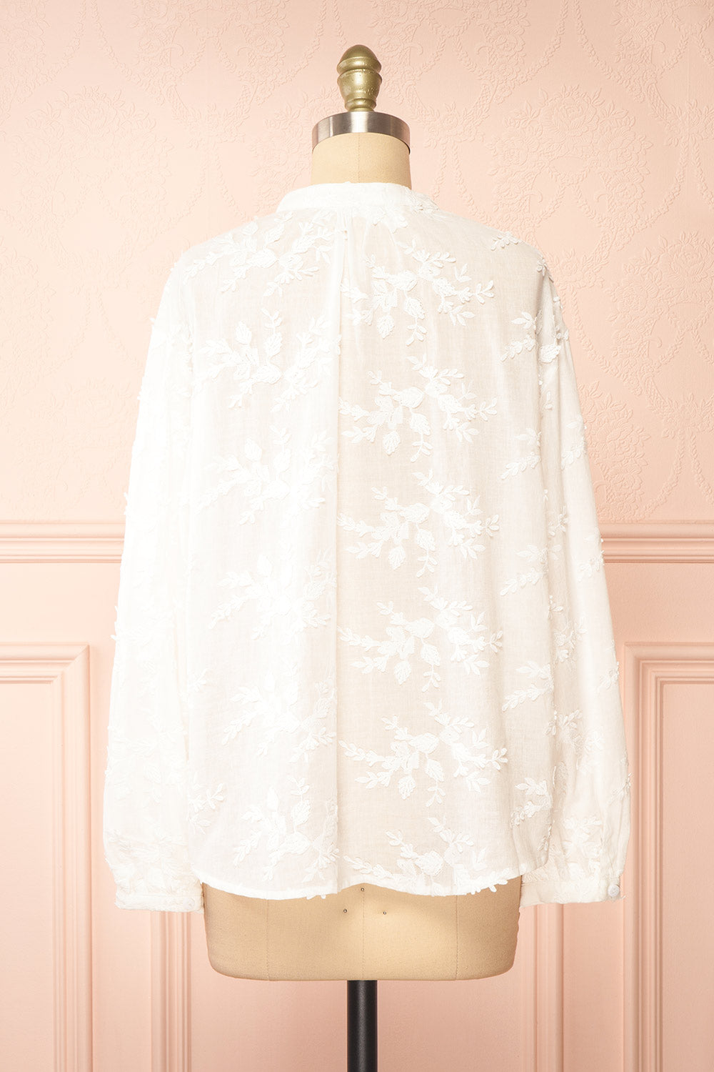 Vikka White Gauze Top w/ Appliqués | La petite garçonne back view