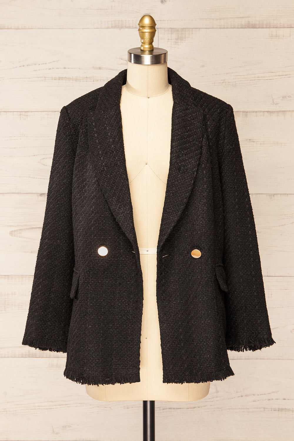 Viltrum Black Tweed Blazer w/ Gold Buttons | La petite garçonne open view