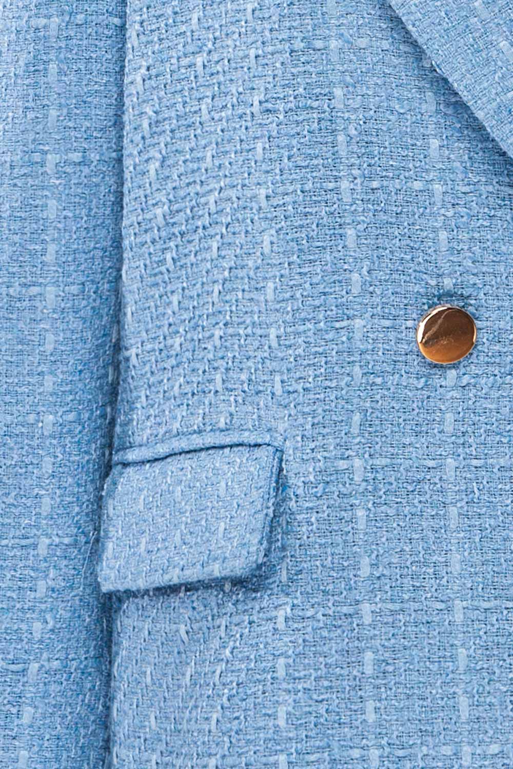 Viltrum Blue Tweed Blazer w/ Gold Buttons | La petite garçonne fabric