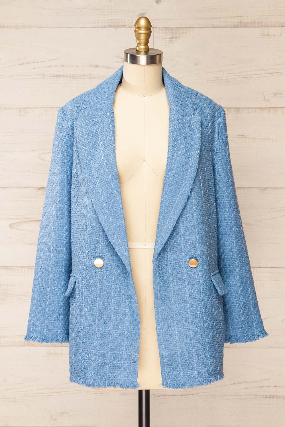 Viltrum Blue Tweed Blazer w/ Gold Buttons | La petite garçonne open view