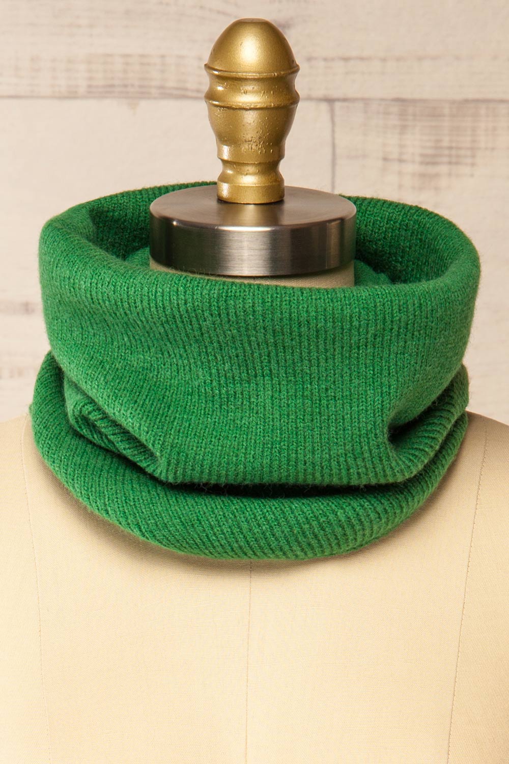 Vinales Green Soft Rib Knit Tube Scarf | La petite garçonne close-up