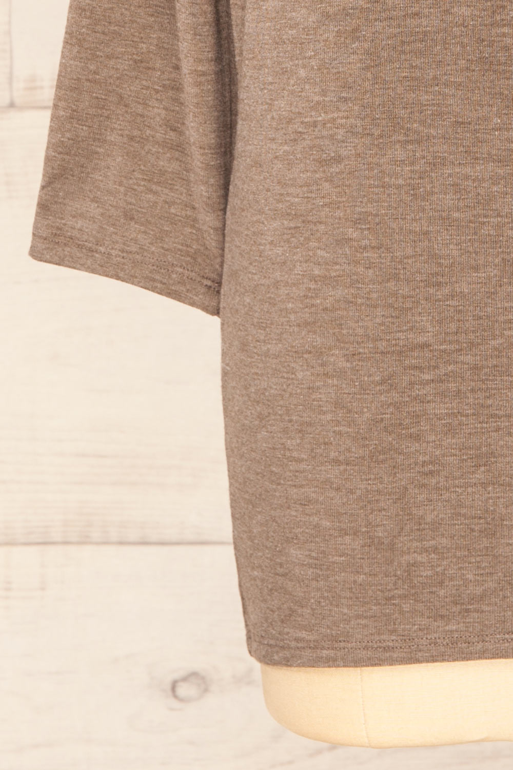 Vincennes Taupe | Round Collar 3/4 Sleeve Top