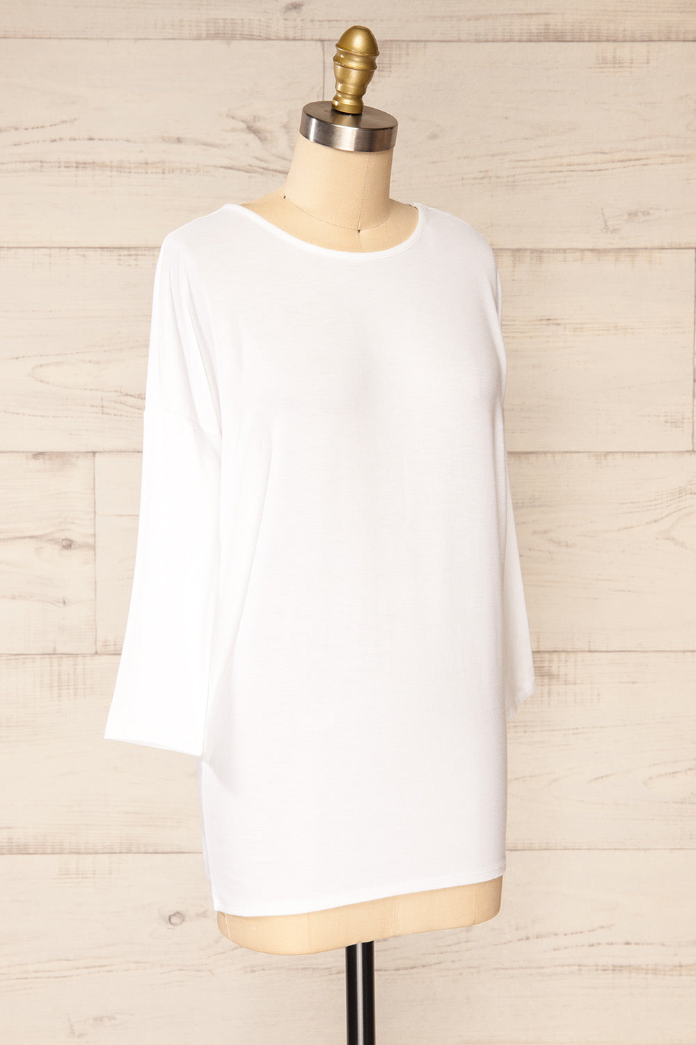 Vincennes White Round Collar 3/4 Sleeve Top | La petite garçonne side view