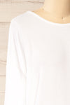 Vincennes White Round Collar 3/4 Sleeve Top | La petite garçonne side close-up