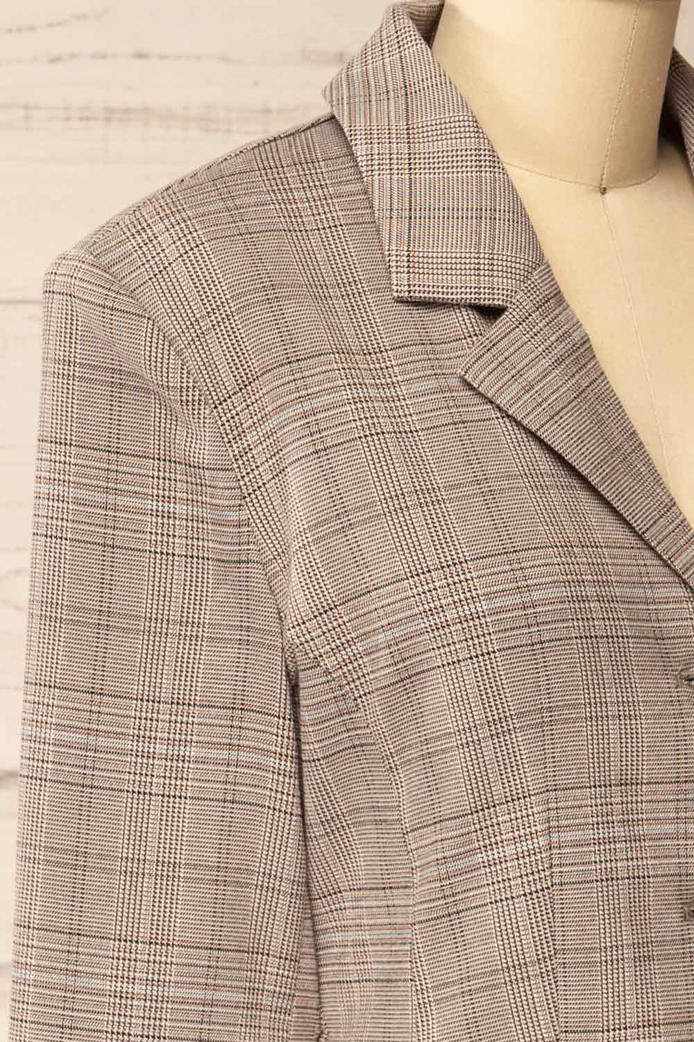 Vinette Grey Plaid Long Sleeve Blazer | La petite garçonne side