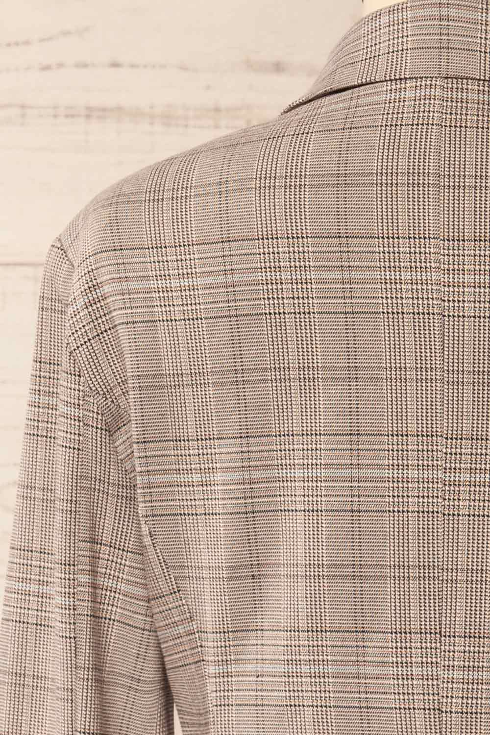 Vinette Grey Plaid Long Sleeve Blazer | La petite garçonne back