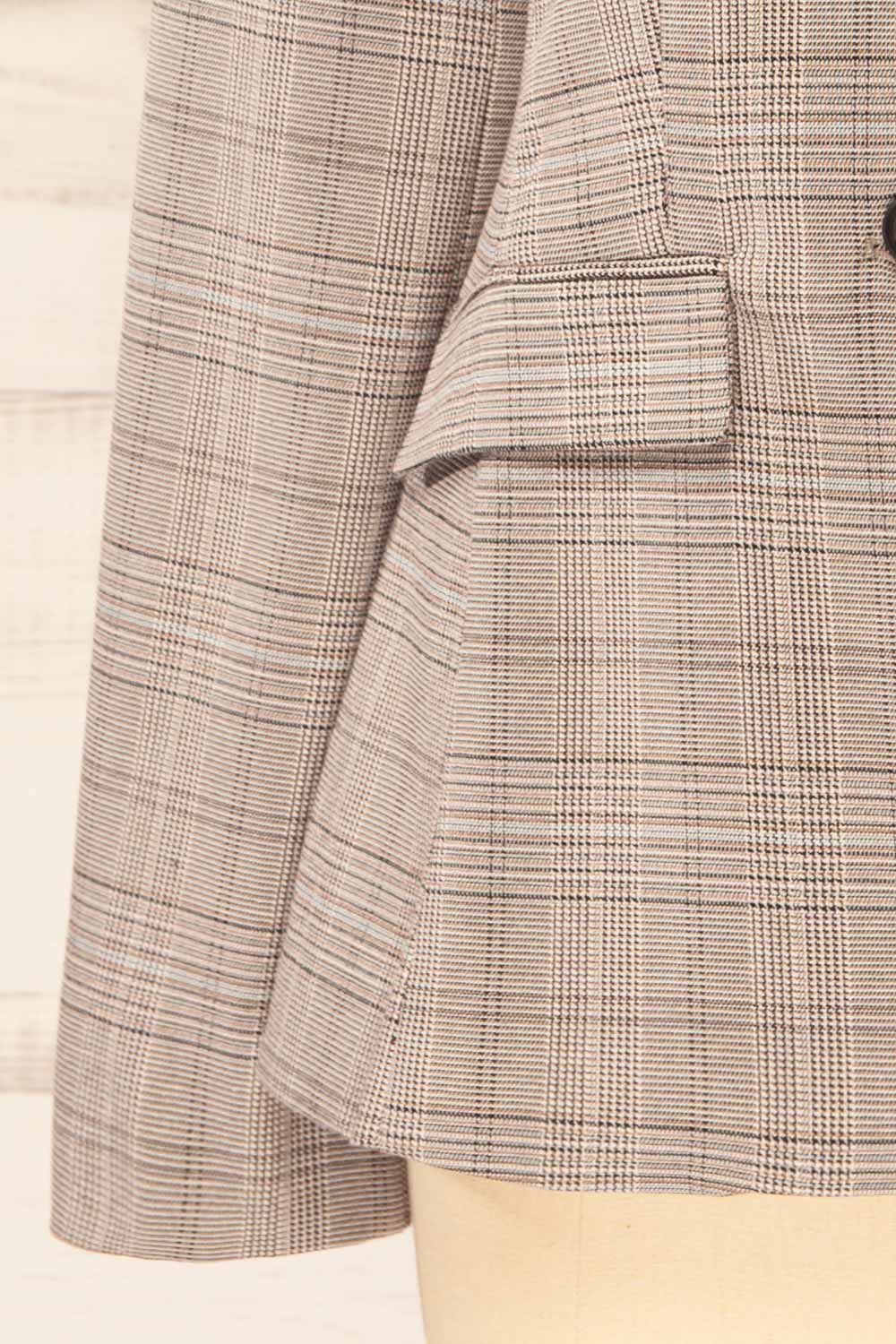 Vinette Grey Plaid Long Sleeve Blazer | La petite garçonne sleeve