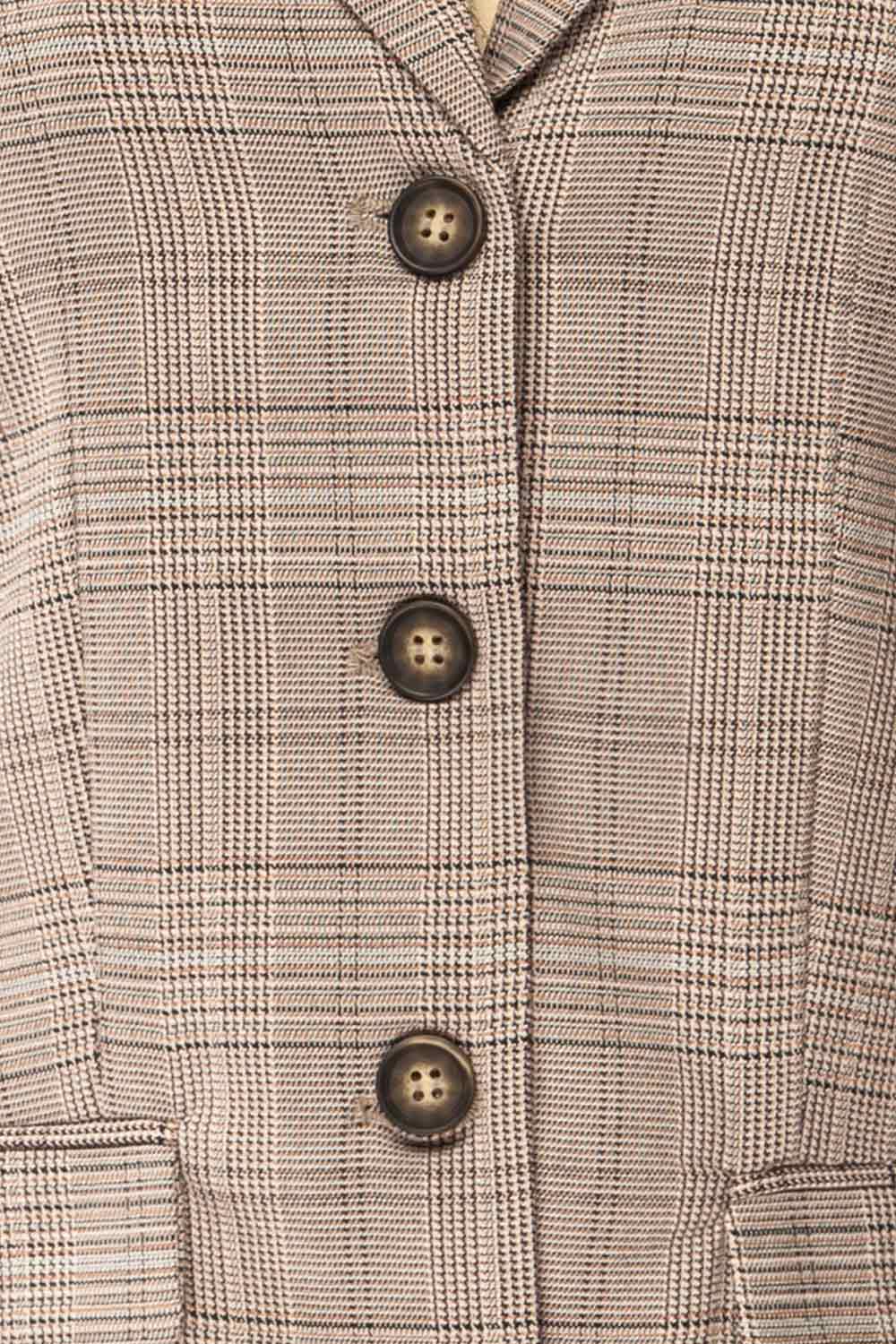 Vinette Grey Plaid Long Sleeve Blazer | La petite garçonne fabric