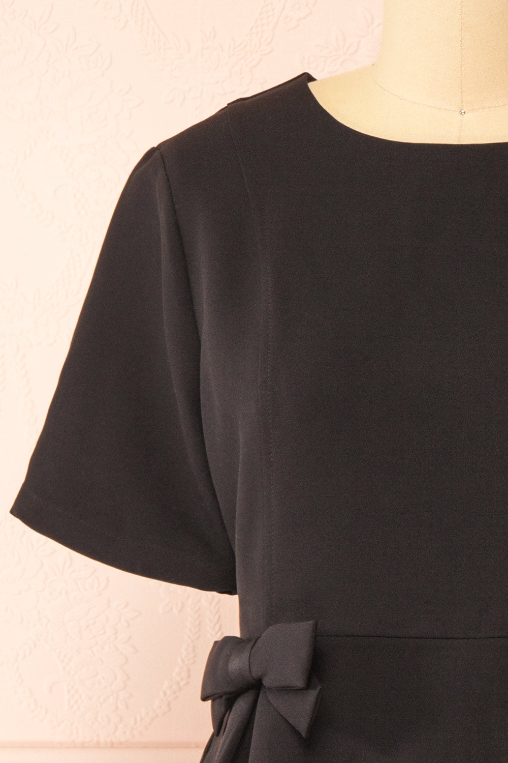 Vinisha Short Black Dress w/ Bows | Boutique 1861 front