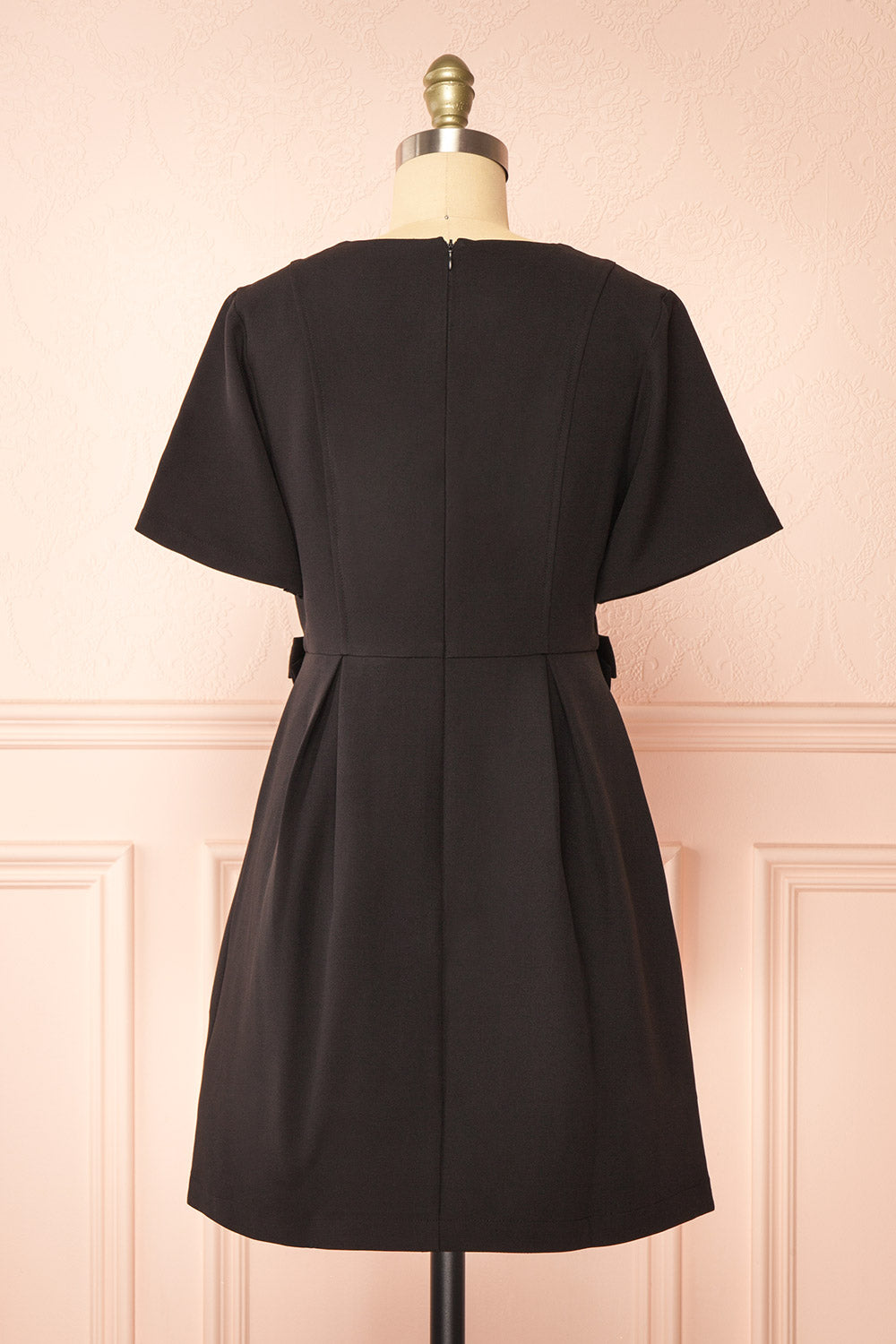 Vinisha Short Black Dress w/ Bows | Boutique 1861 back view