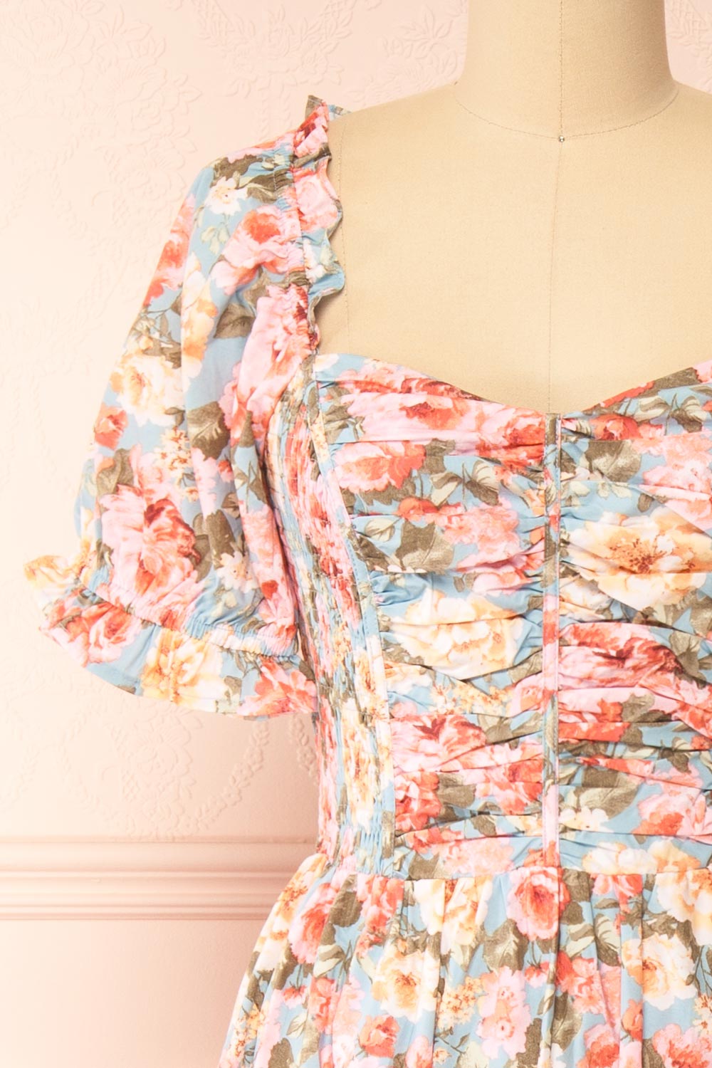 Vintiji Long Floral Dress w/ Ruched Top | Boutique 1861 front