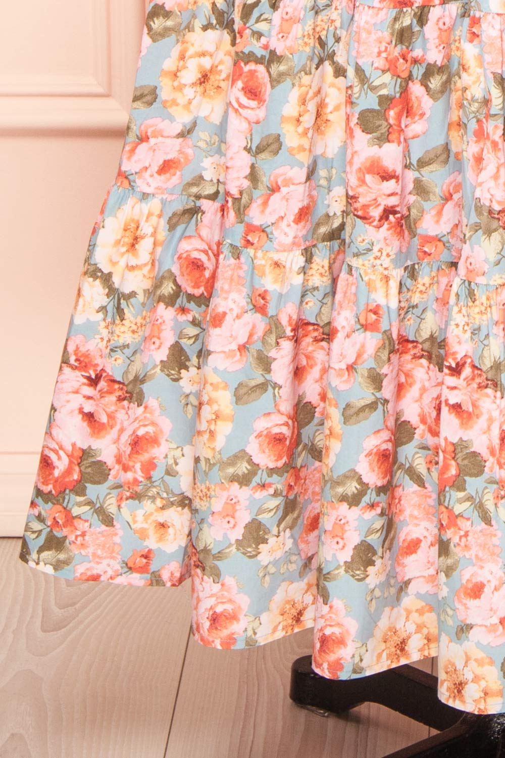 Vintiji Long Floral Dress w/ Ruched Top | Boutique 1861 bottom