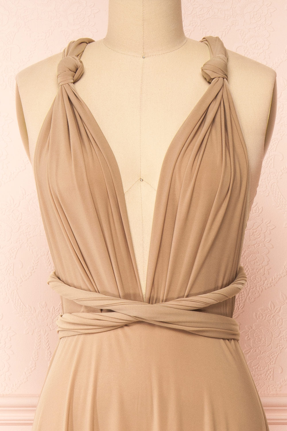 Violaine Beige Convertible Maxi Dress | Boutique 1861 front