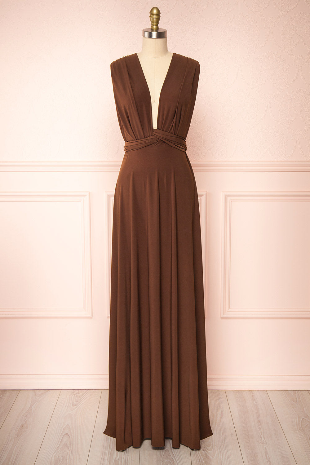 Violaine Brown Convertible Maxi Dress