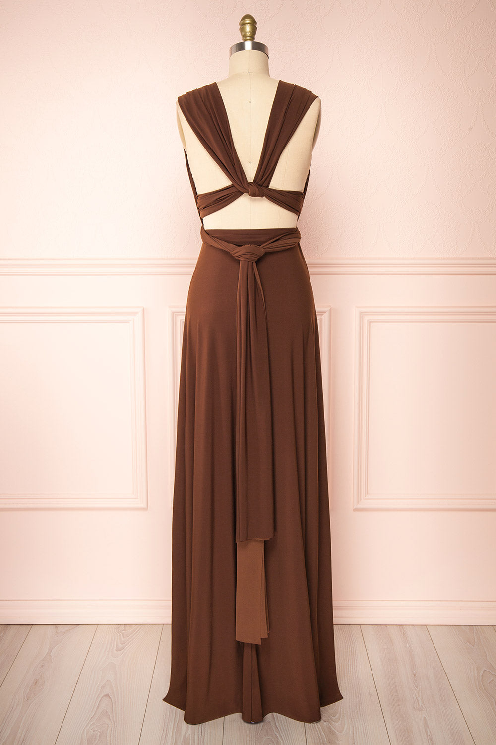 Violaine Brown Convertible Maxi Dress | Boutique 1861 back view