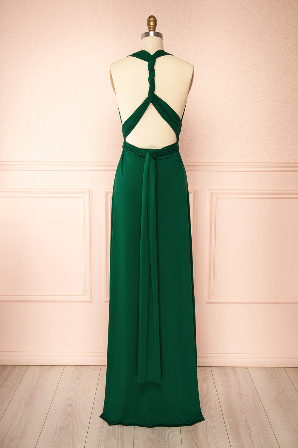 Violaine Green Convertible Maxi Dress | Boutique 1861 back view