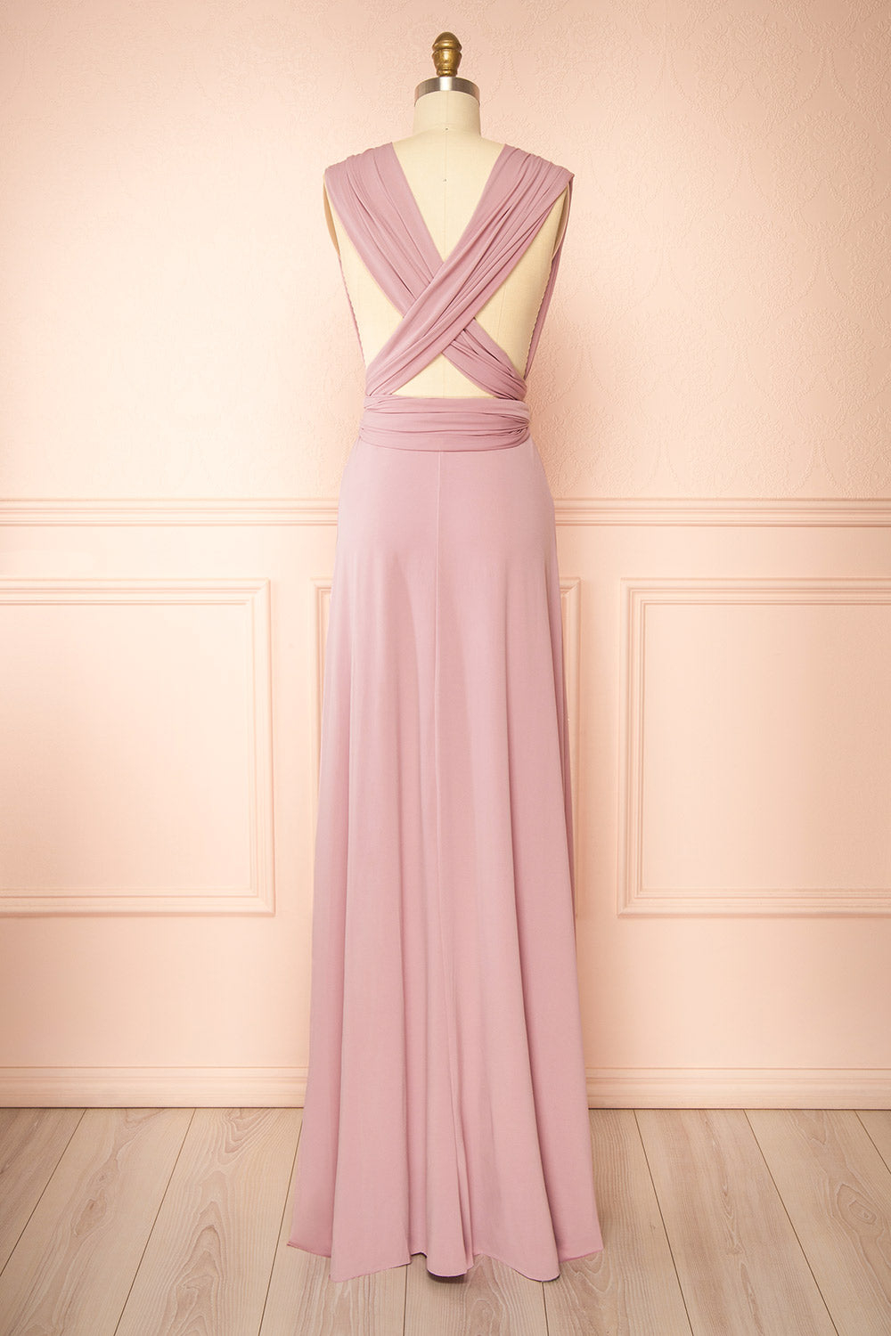 Violaine Mauve Convertible Maxi Dress | Boutique 1861 back vew