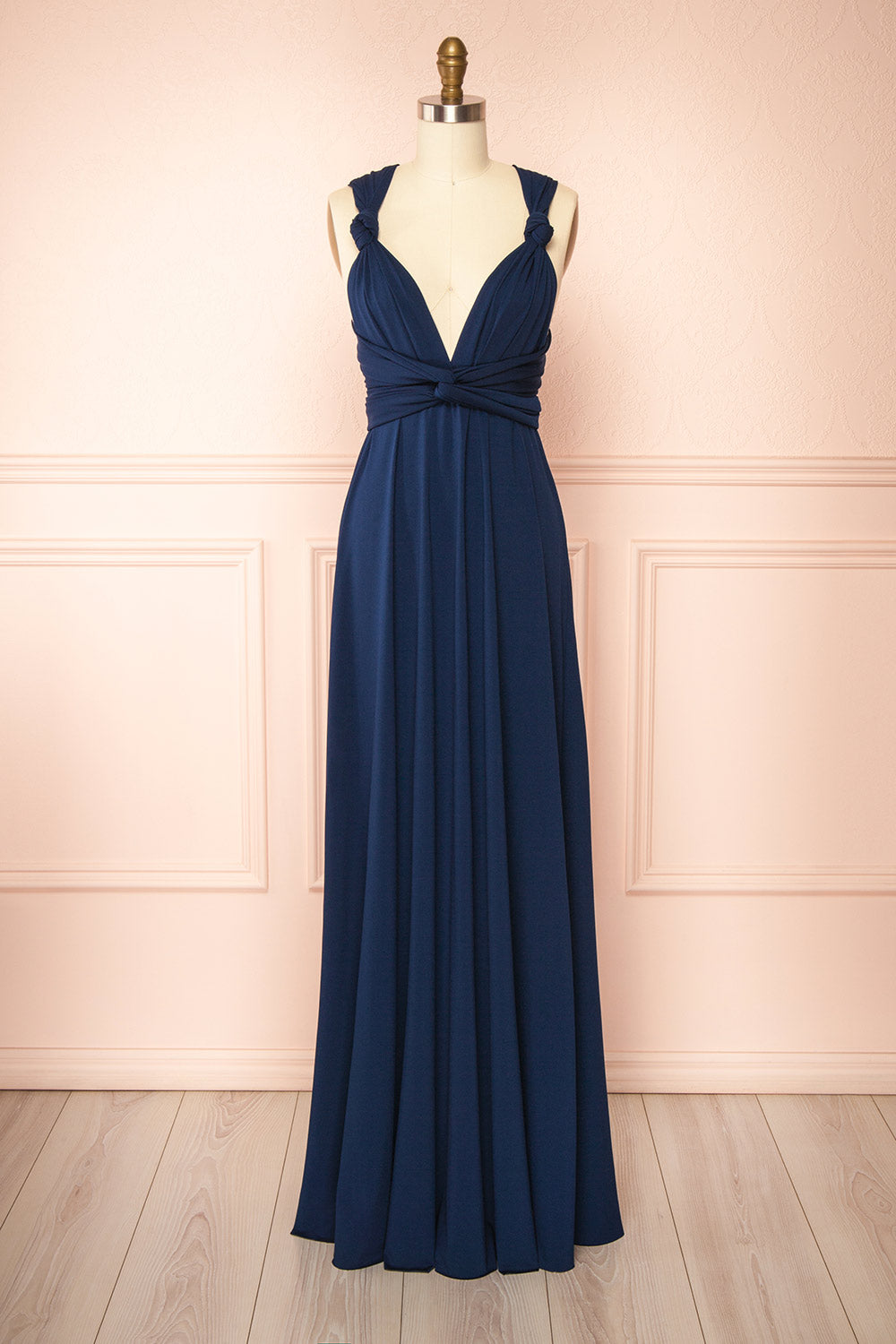 Violaine Navy Convertible Maxi Dress | Boutique 1861 front view