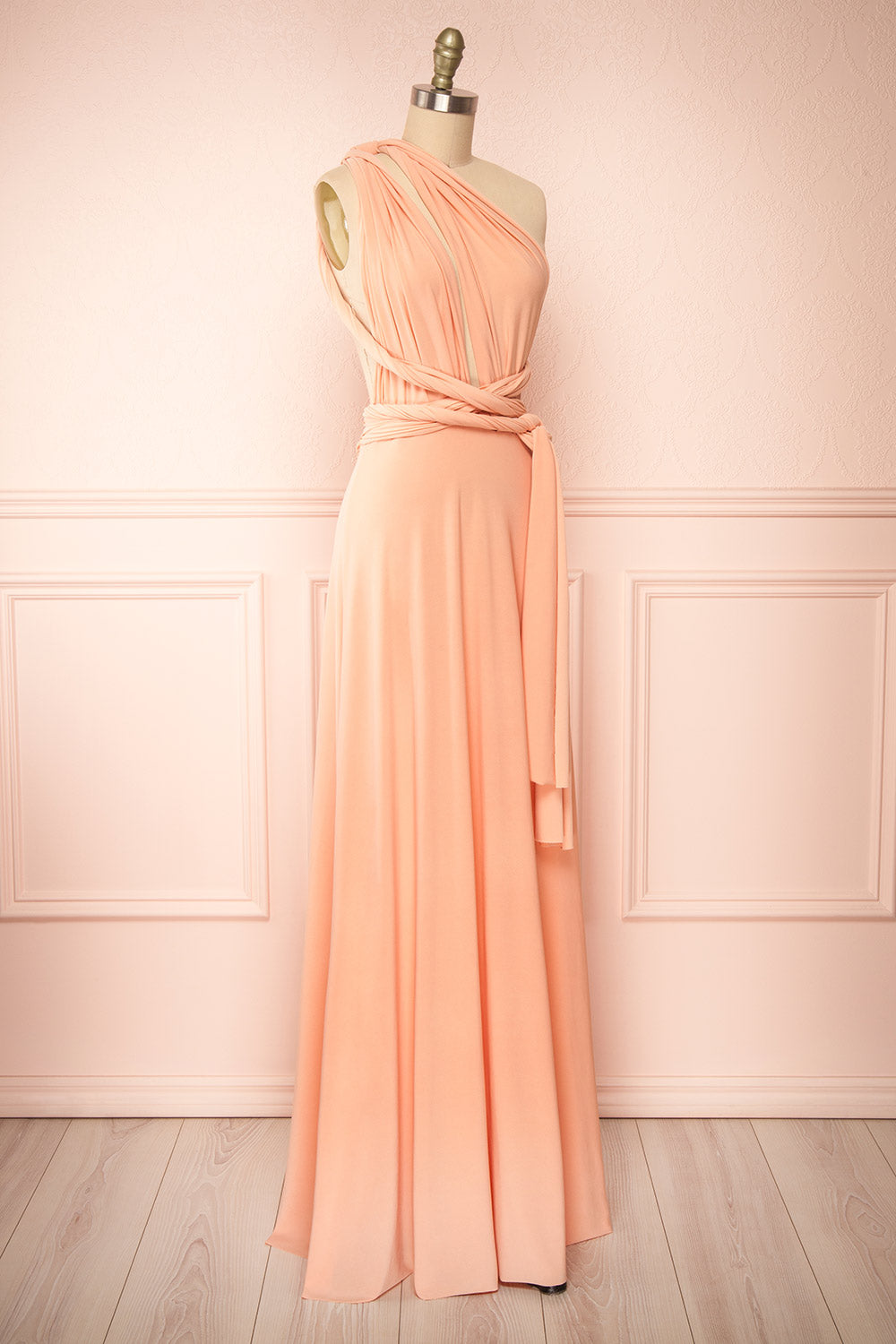 Violaine Peach Convertible Maxi Dress | Boutique 1861 side view