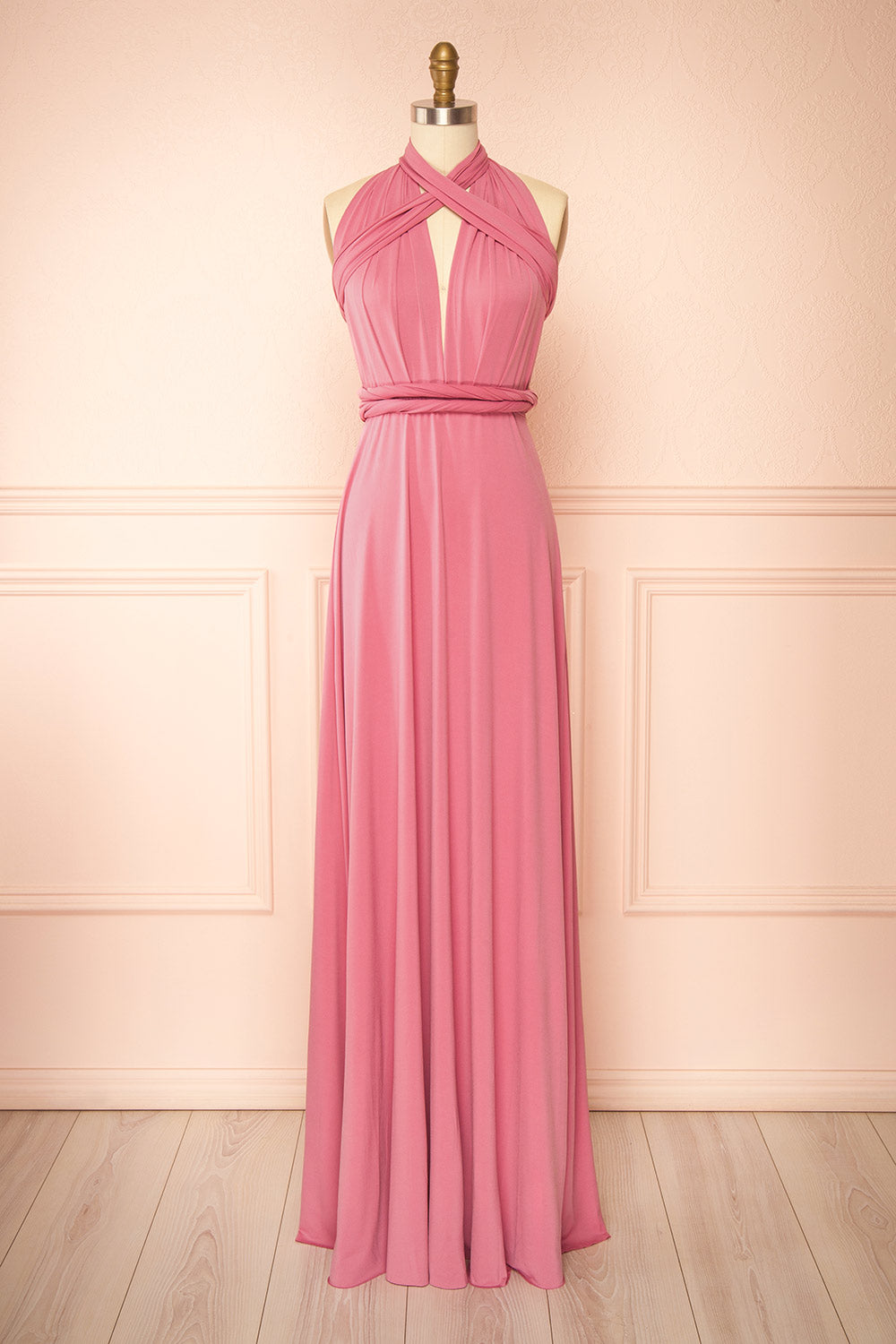 Violaine Pink Convertible Maxi Dress | Boutique 1861 front view