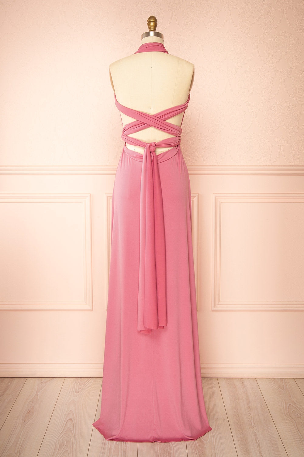 Violaine Pink Convertible Maxi Dress | Boutique 1861 back view
