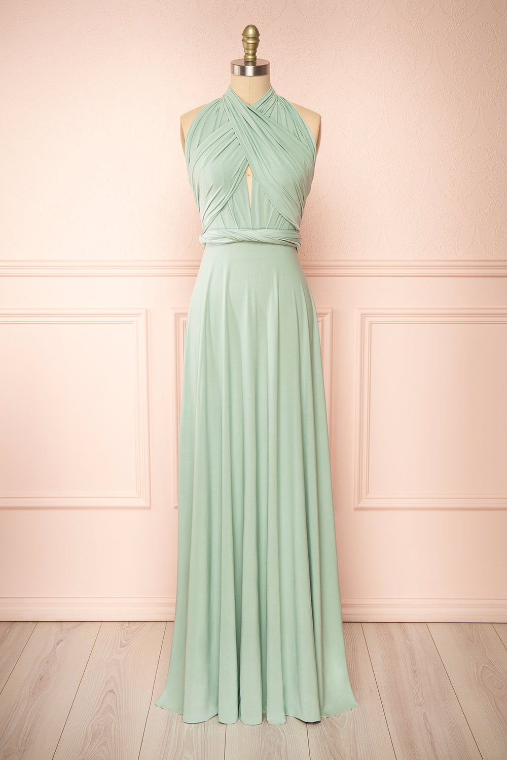 Violaine Sage Convertible Maxi Dress | Boutique 1861 front view 