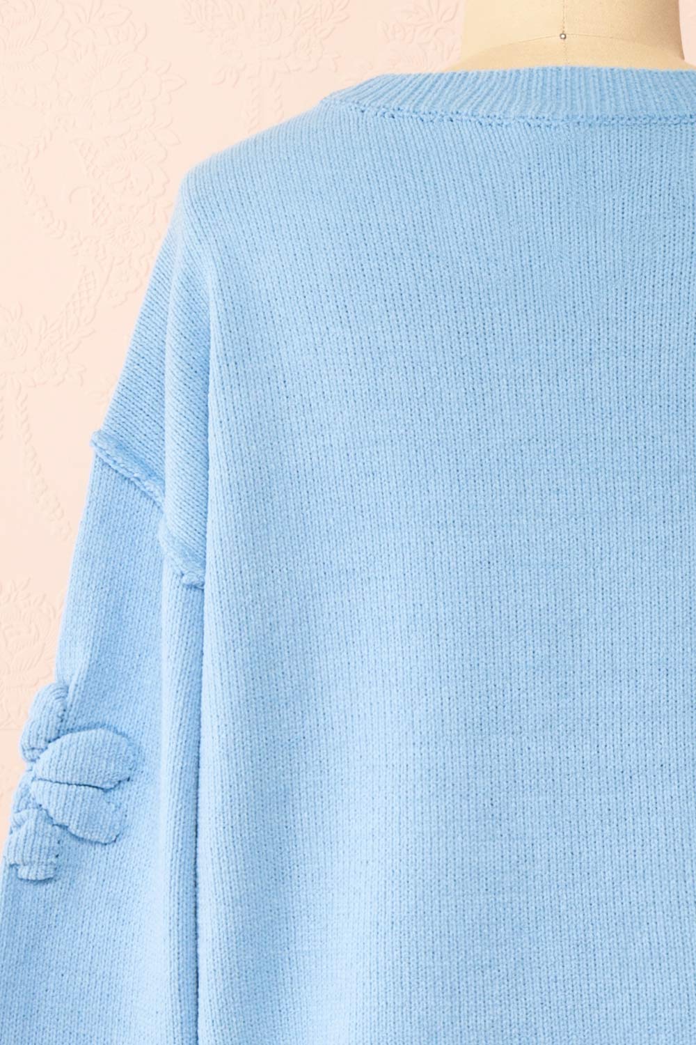 Vitis Blue Sweater w/ 3D Floral Embroidery | Boutique 1861 back