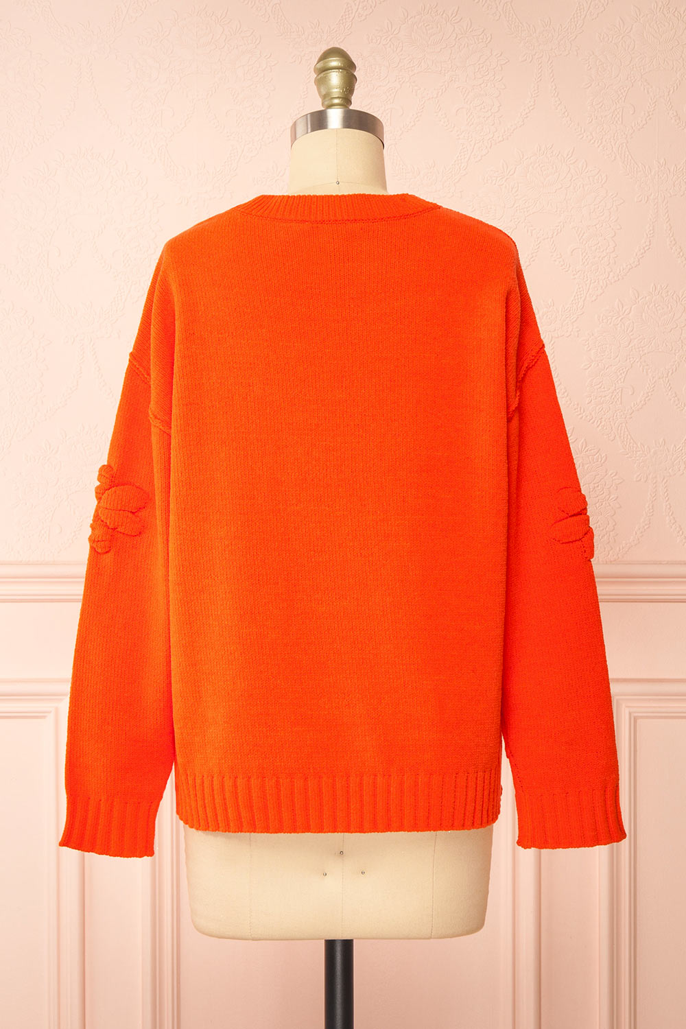 Vitis Orange Sweater w/ 3D Floral Embroidery | Boutique 1861 back view
