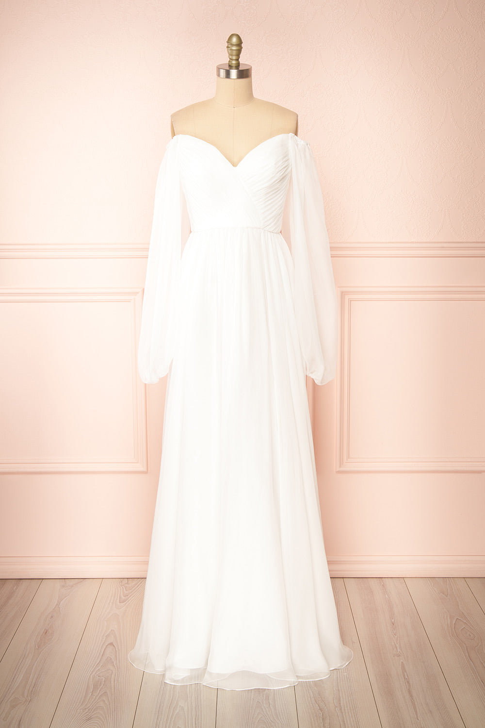 Vivienne Maxi White Dress w/ Pleated Bust | Boudoir 1861
