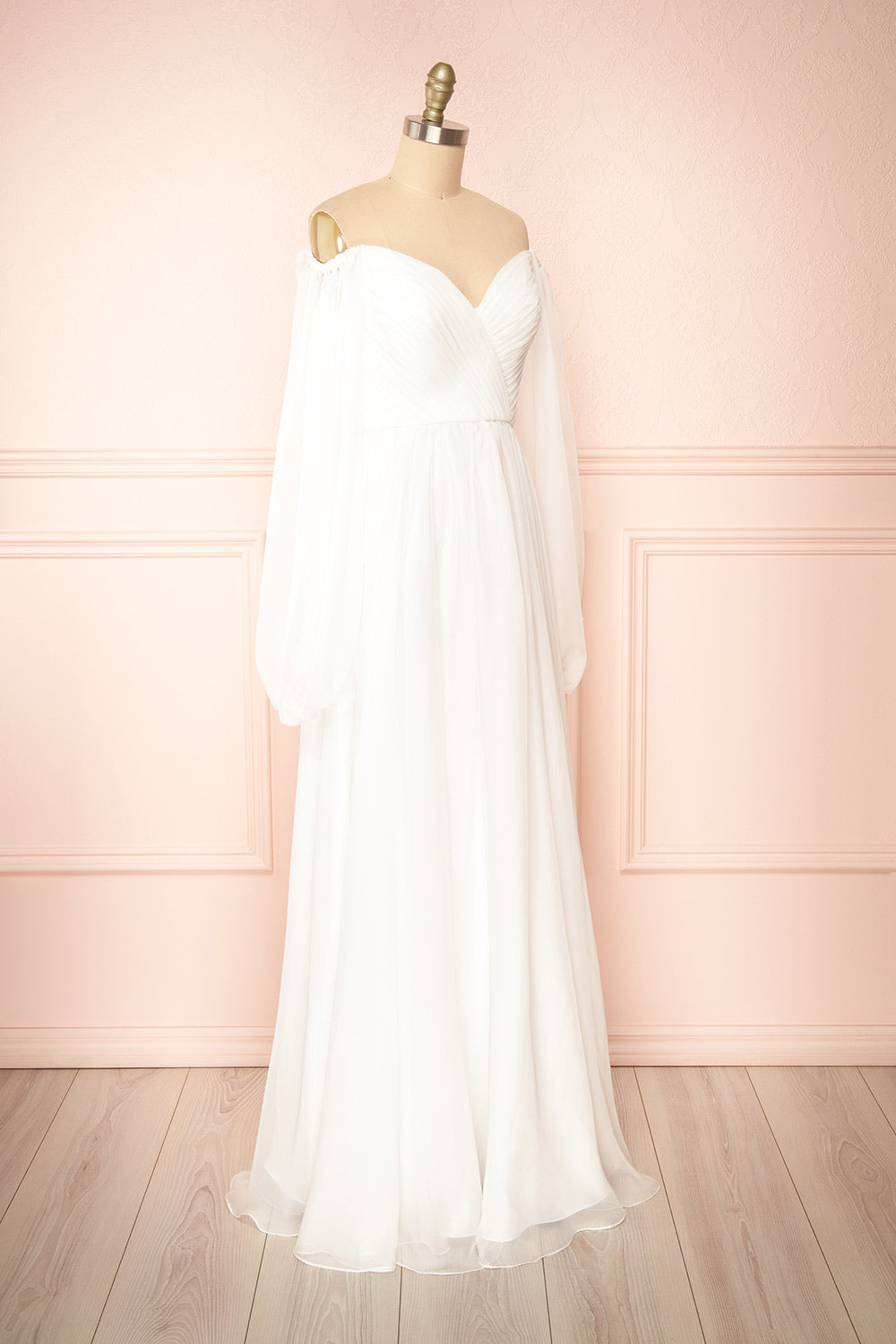 Vivienne Maxi White Dress w/ Pleated Bust | Boudoir 1861