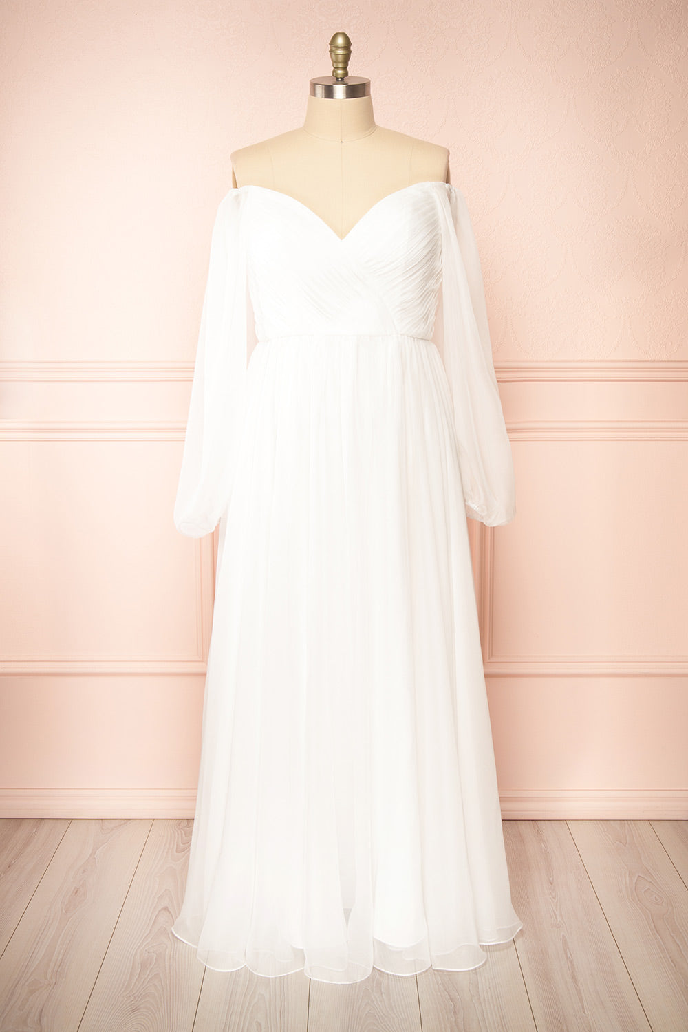 Vivienne Maxi White Dress w/ Pleated Bust | Boudoir 1861