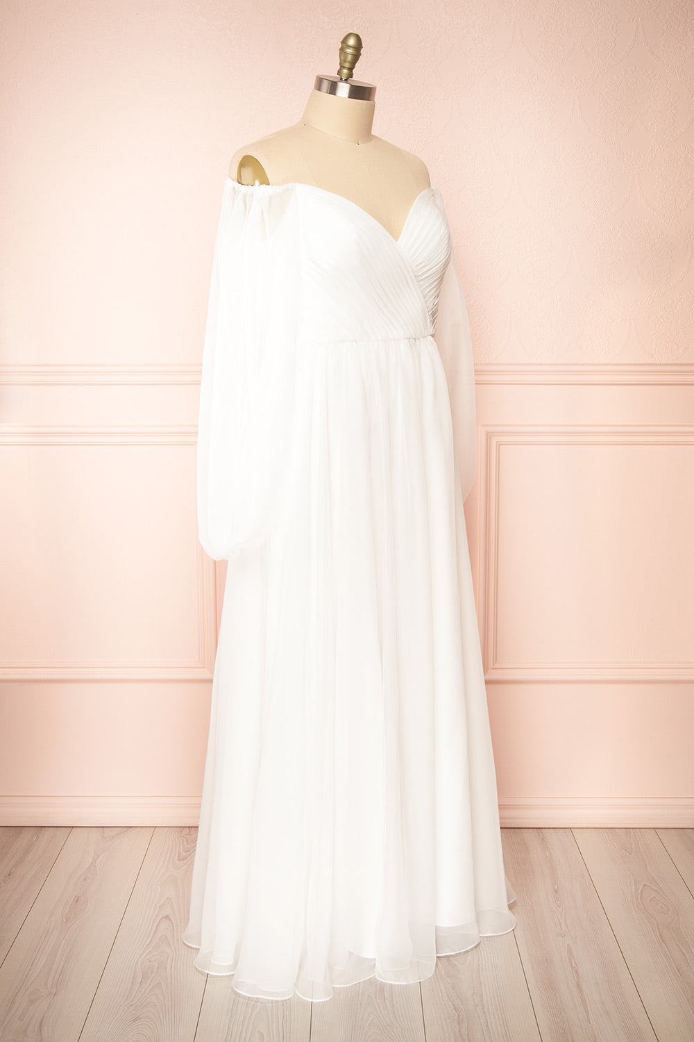 Vivienne Maxi White Dress w/ Pleated Bust | Boudoir 1861