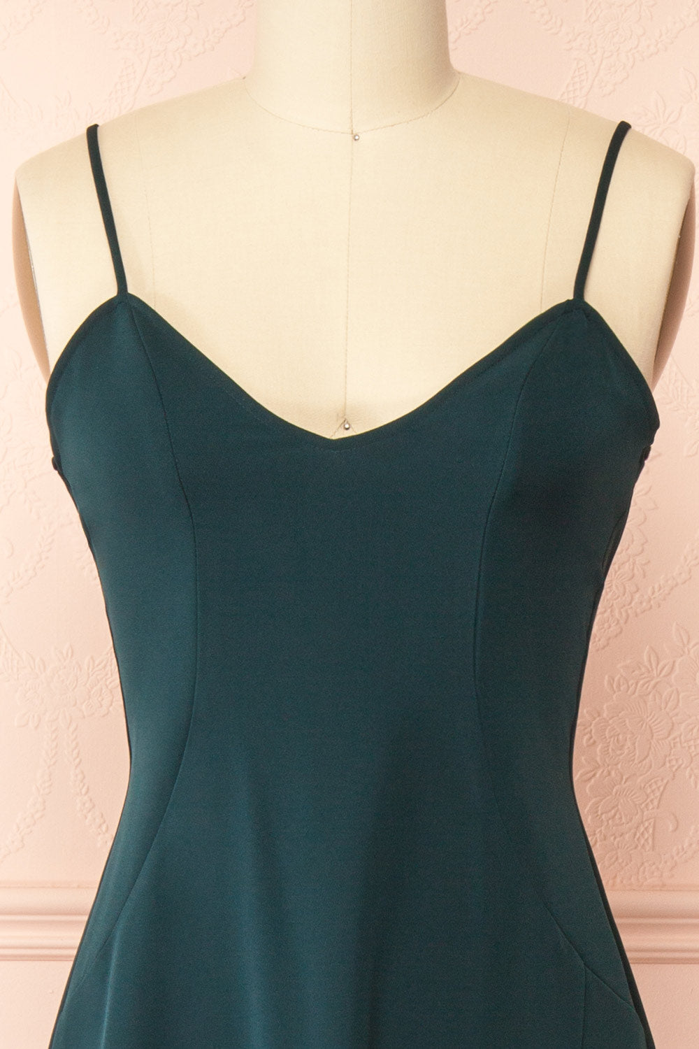 Vivina Green A-line Maxi Dress w/ Open Back | Boutique 1861 front