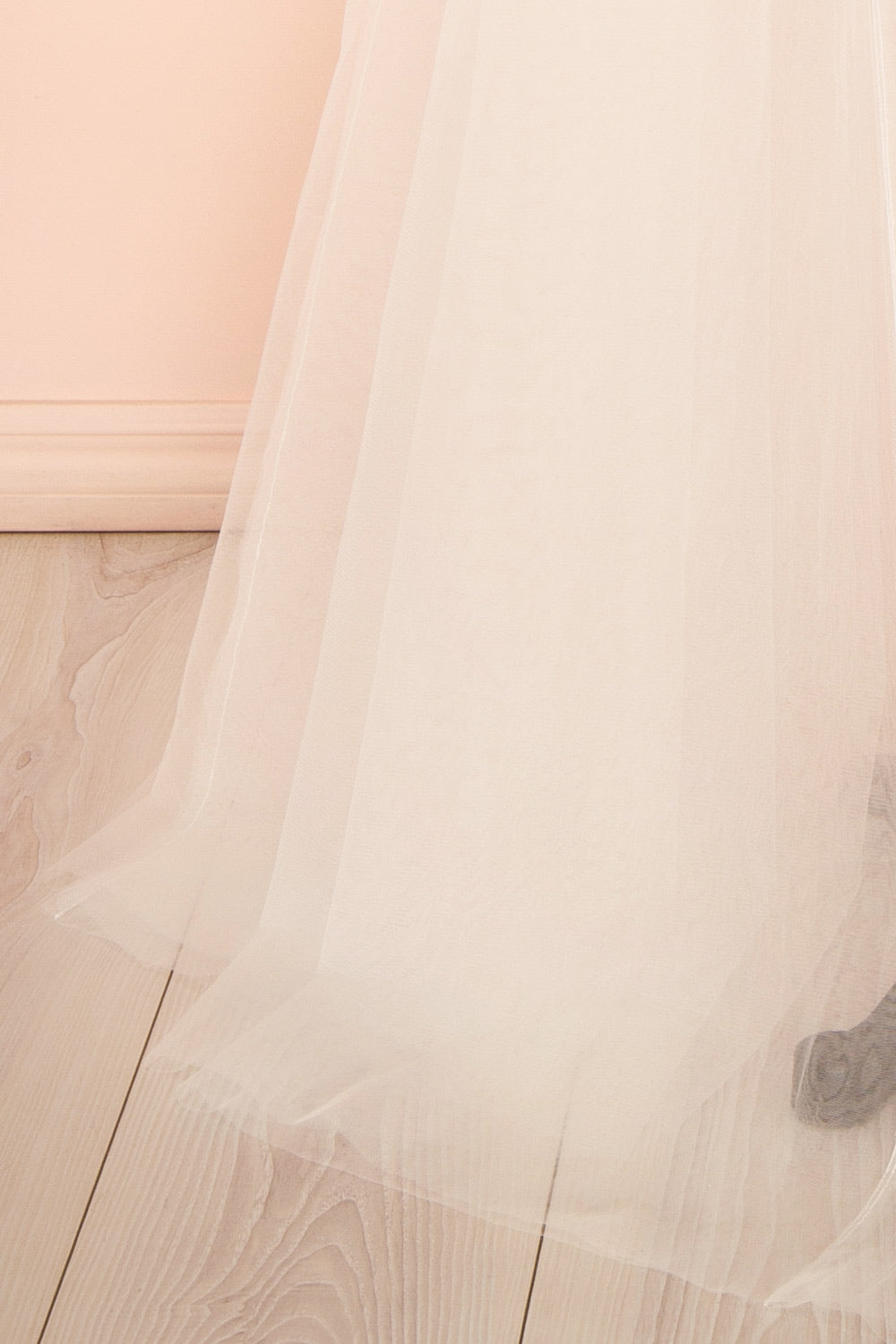 Volina Ivory Floral Embroidered Tulle Cape with Feathers | Boudoir 1861 bottom